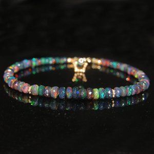 Natural Ethiopian Black Faceted Opal Bracelet